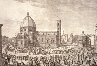 Veduta della città di Firenze con il Battistero di San Giovanni e la Processione del Corpus Domini da Giuseppe Zocchi